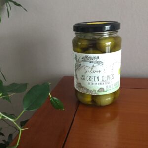 olives vertes biologiques Chalkidikis, Silver Leaf, conservées dans l'huile biologique, pot de 330 gr