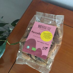 amandes biologiques, entières, crues décortiquées, sachet de 150 gr