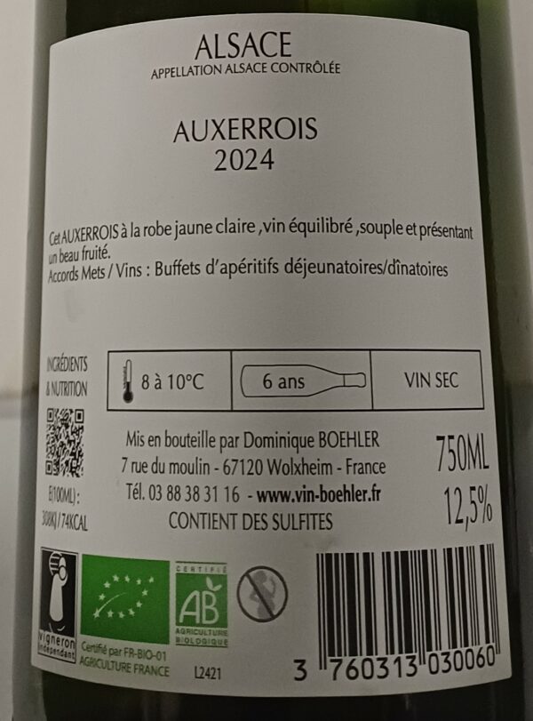 AUXERROIS 2024 BIO AOC Alsace – Image 2